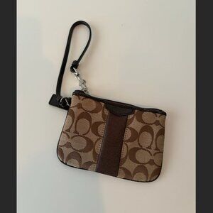 Coach Wristlet Wallet Signature Stripe Brown New Without Tags F51158